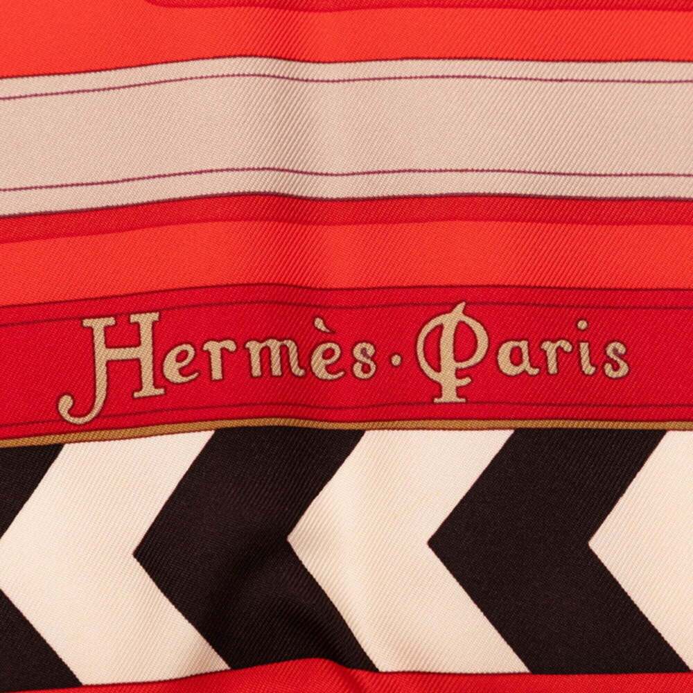HERMES Red Silk Scarf - Picture 4 of 7